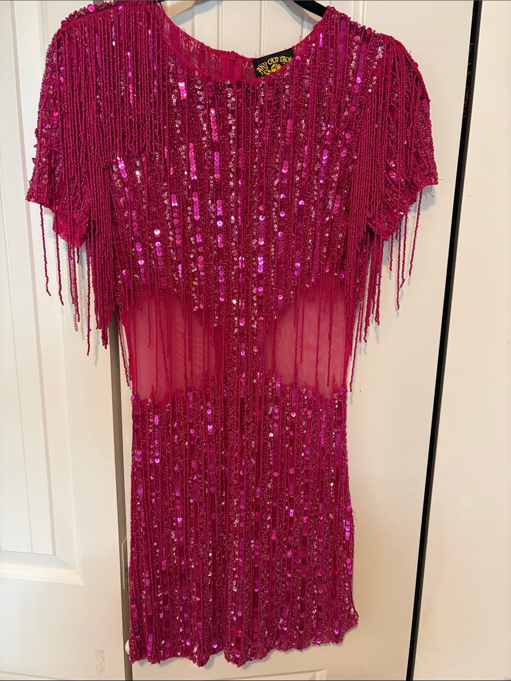 Any Old Iron pink beaded small dress